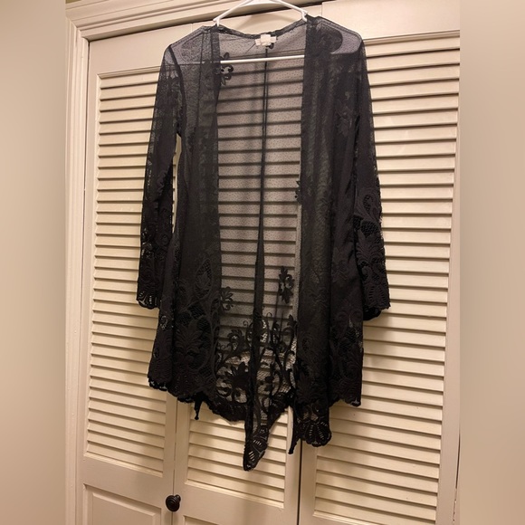 Medium Sheer Lace Black Cardigan - Picture 1 of 8